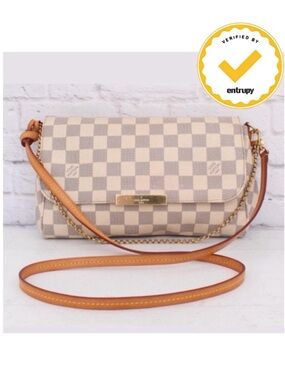 Louis Vuitton Favorite MM Damier Azur Chain Crossbody Entrupy Authenticated